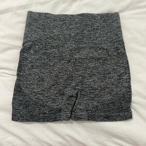 Dark heather grey biker workout shorts with booty scrunch